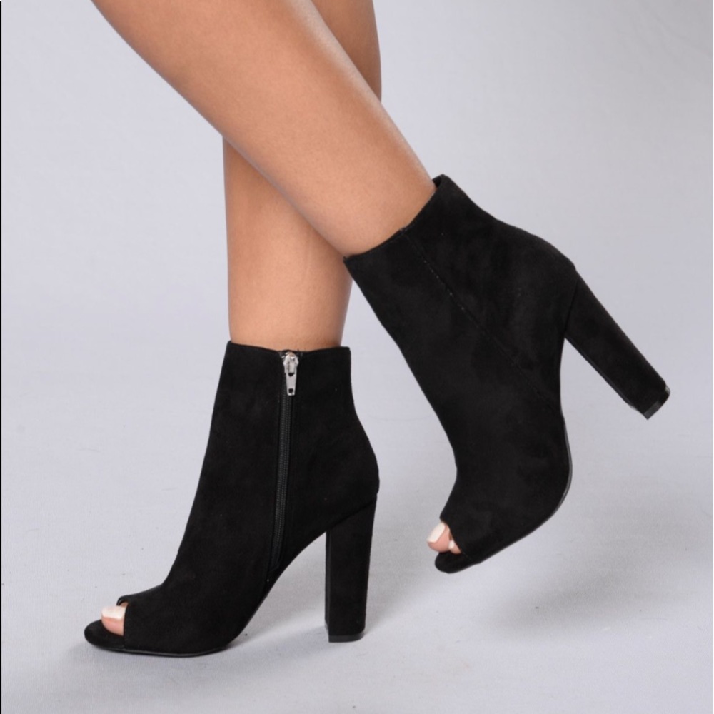 Suede Peep Toe Ankle Boots